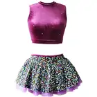 NT16021 women dress costumes tutu ballet dance wear top skirt set