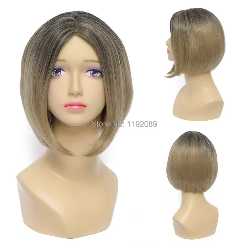 Cheap 12 inches Short Straight Blonde Grey Ombre Anime Cosplay Wig Haikyuu Kozumekenma Synthetic Hair Wigs