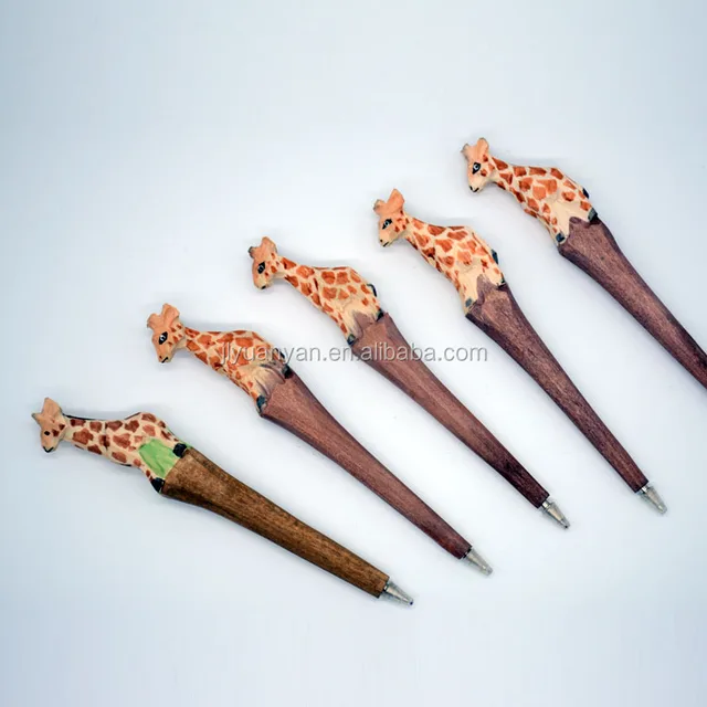 Cute Animal Style Wooden Pens New Style Carved Wooden Animal Pens