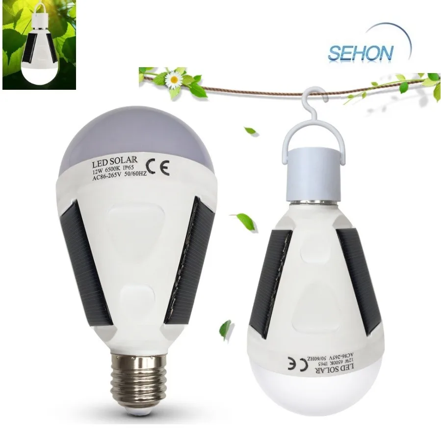 e27 white bulb led solar recharging emergency bulb light