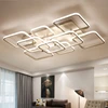 MEEROSEE Modern Minimalist Ceiling Lamp White Acrylic LED Fancy Light Rectangle Shape Chandelier Ceiling MD85440