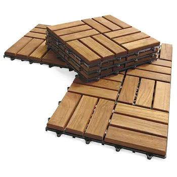 Interlocking Outdoor Deck Tiles,Garden Solid Teak Wood 