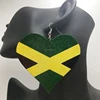 Wholesale Jamaica Flag Heart Wooden Earrings