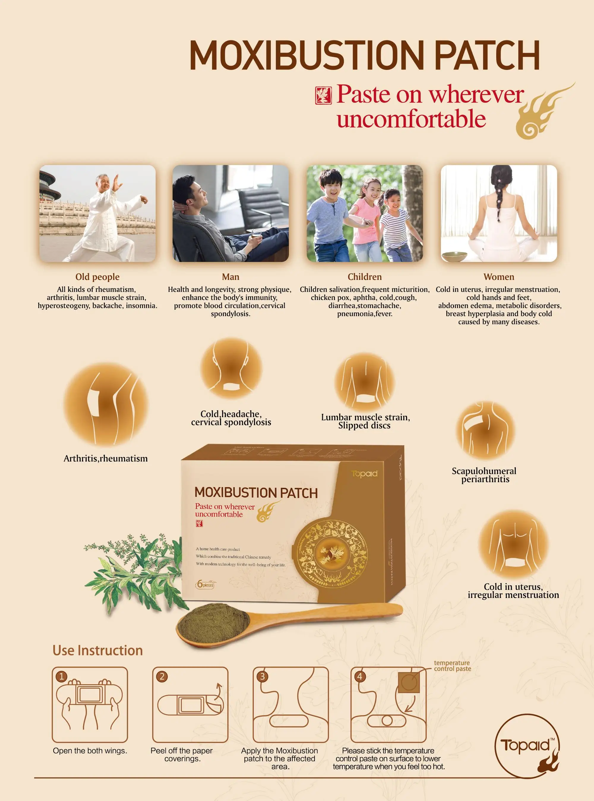 chinese herbal moxibustion patch/arthralgia plaster/magnetic