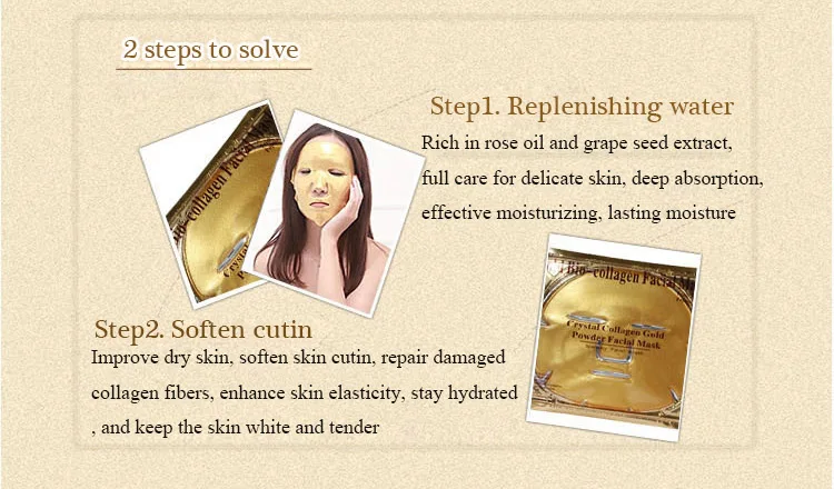 Private Label 24k Gold Face Masks Collagen Whitening Moisturizing Facial Masks 4