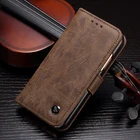 Brown flip folding pu leather cell phone cover case for iphone xs max xr x magnetic leather case with card holder