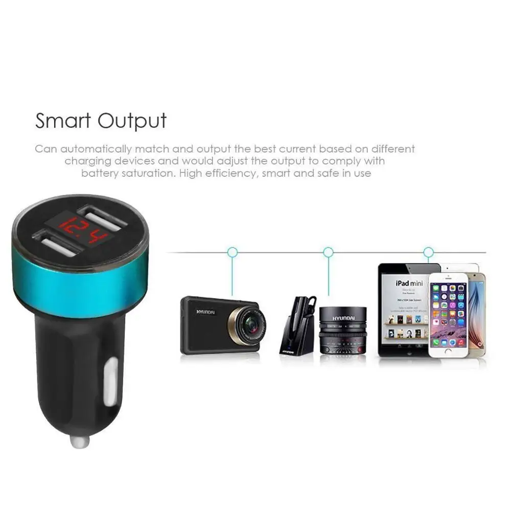 Quick Charge 3.0 Dual USB Car Phone Charger with Car Voltage Monitor LED Display