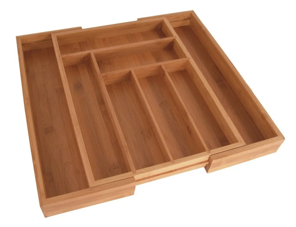 Totally Bamboo Large Adjustable Cutlery Tray & Drawer Organizer