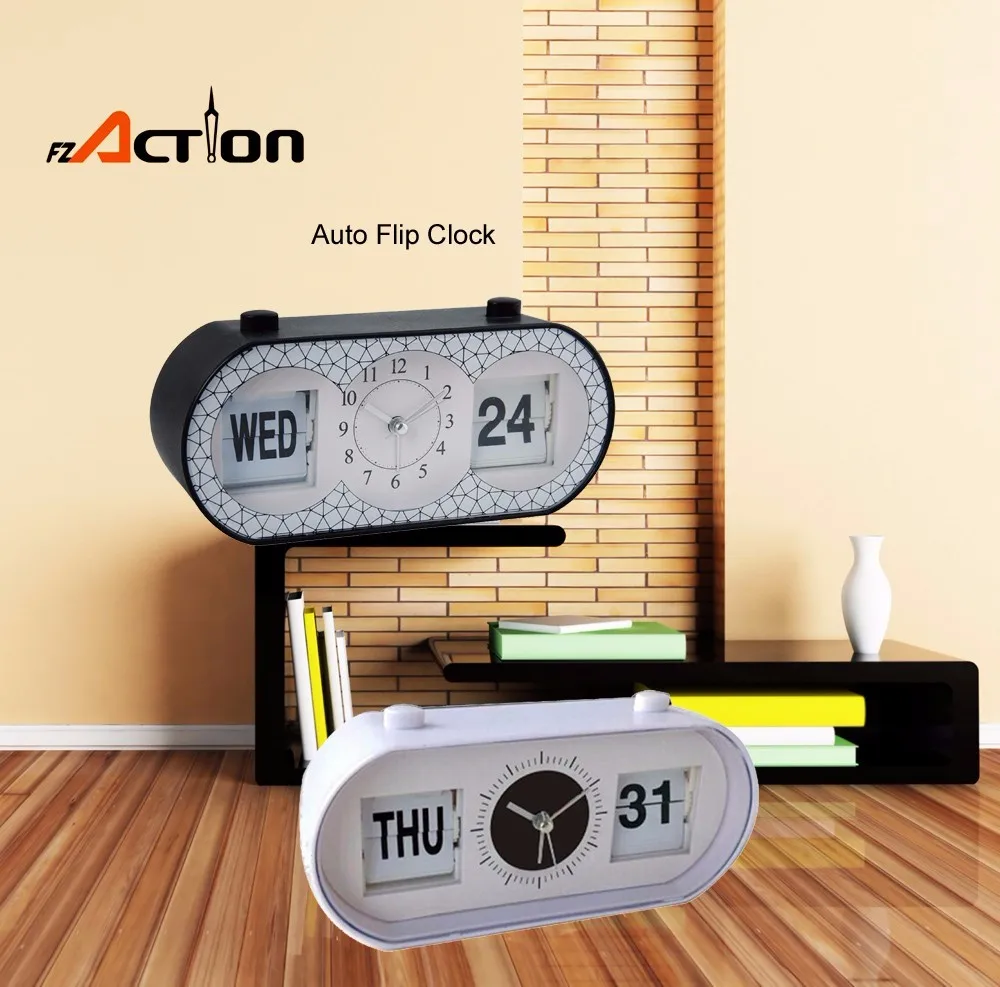 Auto Flip Alarm Clock With Decorative Seconds For Home Office (white) Buy Retro Flip Desk