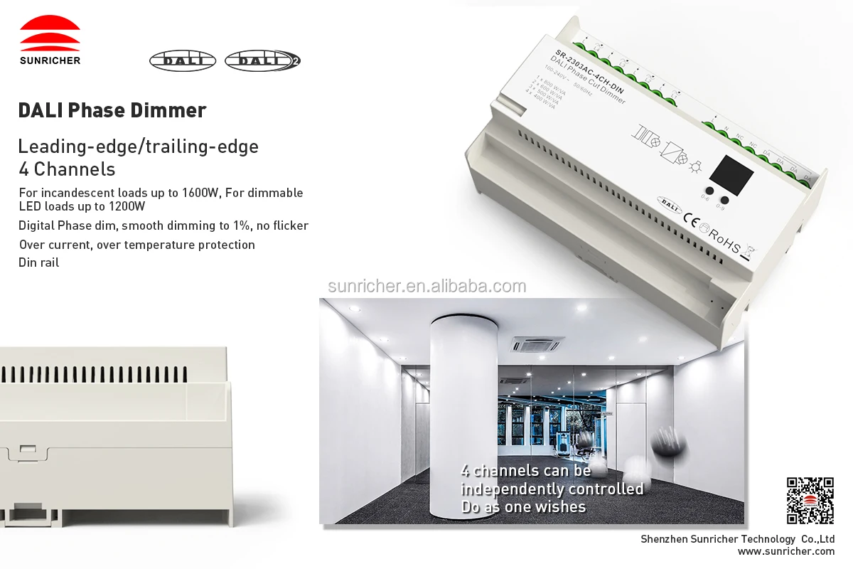 W Dali Din Rail Ac Ac Dali Phase Dimmer Leading Edge Trailing