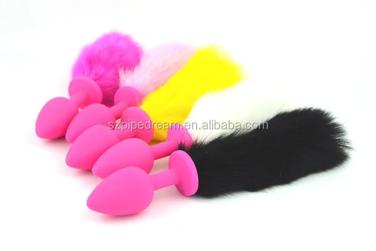 5 Color Rabbit Tail Pink Silicone Anal Plug 90 41mm Large Butt Plugs