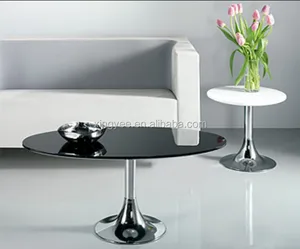 round black tempered glass coffee table