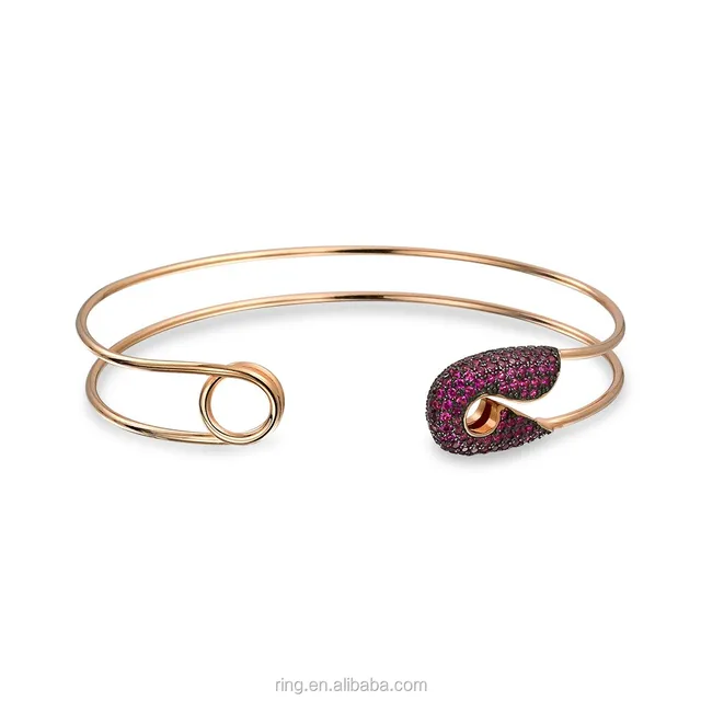 and rose gold plated crystal rhinestone safety pin cuff bracelet