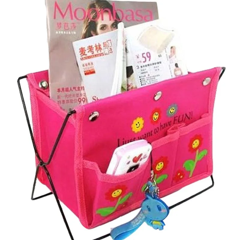 Oxford Fabric Metal Bracket Storage Baskets Incorporated Debris Printed Flowers Folding Storage Box
