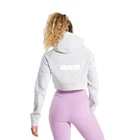 High Quality Custom Logo Cotton Long Sleeve Zip Up White Crop Top Women Hoodie For Gym