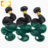 8a body wavy unprocessed hair 2T color 1b green hair weave