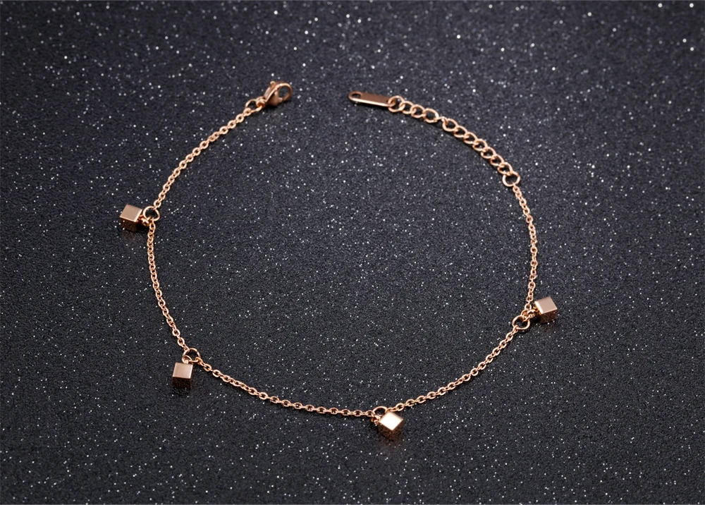  Wholesale Summer Anklet Body Chain Jewelry 18K Rose Gold Plated Stainless Steel Foot Chain Anklet Jewelry 