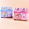Promotional gift creative tin lock house small money saving box/ home decoration piggy house shape cartoon bank for children