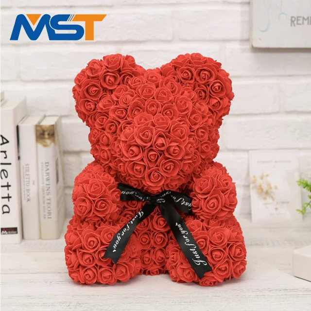 Factory price novelty forever love cute pe rose flower foam bear For Birthday Gifts .jpg