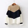 Korean Design Pullover Sweater Crew Neck Multicolour Ruffle Flounce Sleeve Sweater Jumper for Women