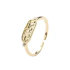New Minimalist Rectangle Tab Charm Ring 925 Sterling Silver Open Cuff 18k Gold Ring Jewelry for Birthday Wedding