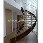 arc staircases with wood steps/steel wood double stringer curved staircae