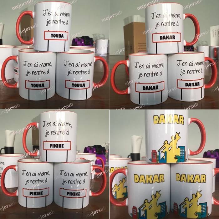 11oz sublimation blank photo mug rim handle color ceramic mugs