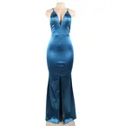 Wholesale Elegant Halter Satin Slim Long Women Evening Dress