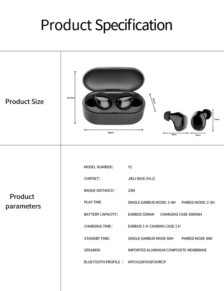 Mini in-ear true wireless earbuds  stereo noise cancelling bt earphone headphone auto pairing tws earphones