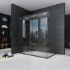 Frameless Sliding Shower Door Clear Glass Brushed Nickel Finish 2 Way Sliding Bathroom Showers