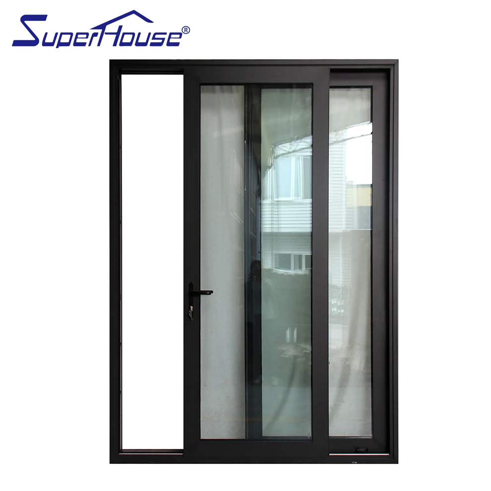 Hurricane proof CSA/NFRC/ NOA and AS2047 standard double toughened glass Thermal break double glass 4 panel sliding door