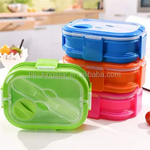 Cheap wholesale BSCI certificate 2 layers rectangle collapsible lunch box