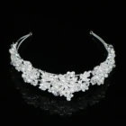 New Design Charm Wedding Hair Accessories Silver Shiny Crystal Pearl Bridal Flower Hairbands