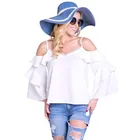 Strap Tops Women Summer Spring Tunic Shirt Sexy Chiffon Ruffle Blouse