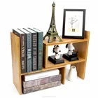 Natural Bamboo Adjustable Desktop Bookshelf Countertop Bookcase,Book Storage Organizer Display Shelf Rack