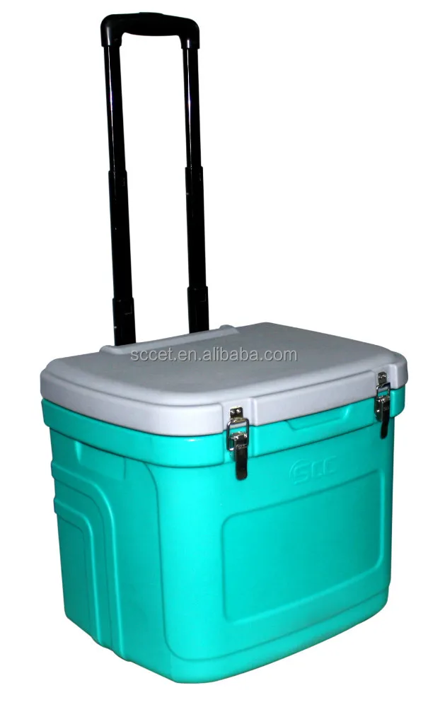 Insulated Ice Cooler Box With Four Wheels Camping Ice Chest With Wheels