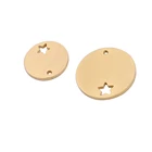 Gold Plated 316L Stainless Steel Custom Engrave Logo High Polished 15mm 20mm Round Star Pendant Charm for Jewelry Making