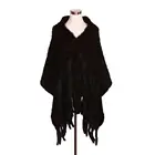 Good quality 2019 Yiwu New arrival Woman's fashion Coffee Mink hair Imported fringed ladies fur Shawl coat with tassel