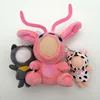 custom various cartoon animals 3d photo face soft plush toys pink long ears rabbit