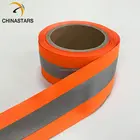 High visibility neon orange safety reflective ribbon for clothing