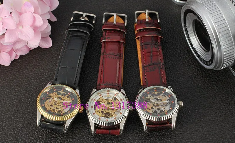New Casual Fashion Watch WINNER Women Automatic Mechanical Watch Leather Strap Dress Watches For Ladies Best Gift Wristwatches