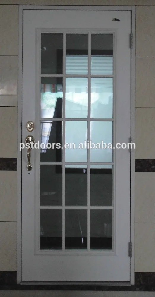 WHITE PRIMED 15 PANE DOOR WITH CLEAR SAFETY GLASS FRENCH DOOR