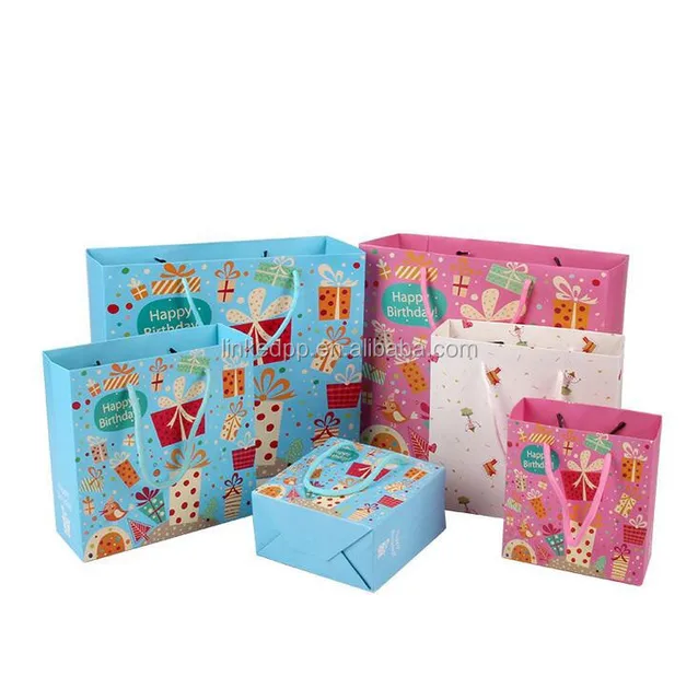 happy birthday paper gift bags with creative logo printing
