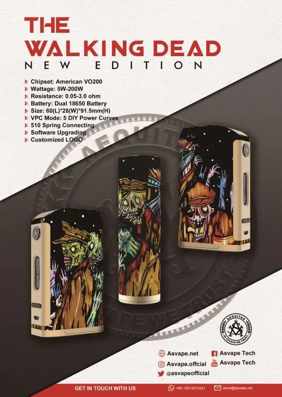 2017 Asvape Michael 200w Mod Devils Night Walking Dead Edition with American VO200 chip .jpg