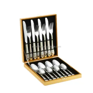 cutlery set stainless steel dinnerware with wooden gift box