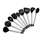 FDA Grade Silicone Kitchen Tools Gadgets Stainless Steel Handle Silicone Kitchen Cooking Utensils