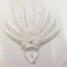 Women girls White Handmade samba Headband Fascinator Hair Band Feathers Veil Accessory Party Gift carnival