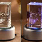 3d laser engraving crystal block/cube with led base