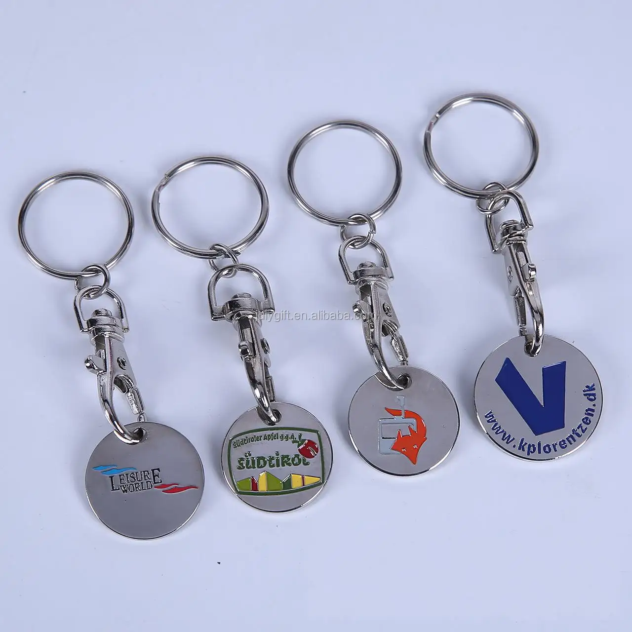 custom metal keyring trolley coin for promotion