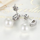 Fashion Pearl Earrings 925 Sterling Silver Stud Earrings Women